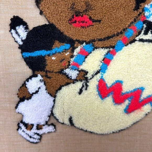 Vintage Punch Needle Native American Girl with Child Framed Picture - Picture 3 of 6